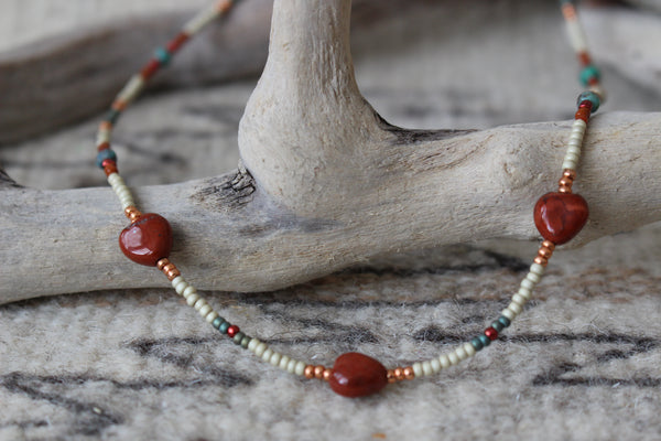 Rust and Hearts Beaded Necklace – Kotah Bear