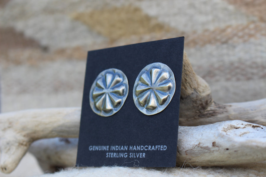 Brushed Silver Concho Earring