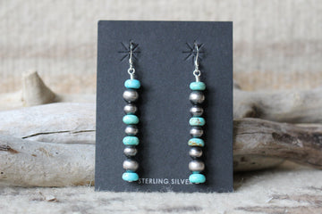 Turquoise and Navajo Pearls Sky Earrings