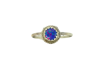 Round Ridge Blue Opal Ring