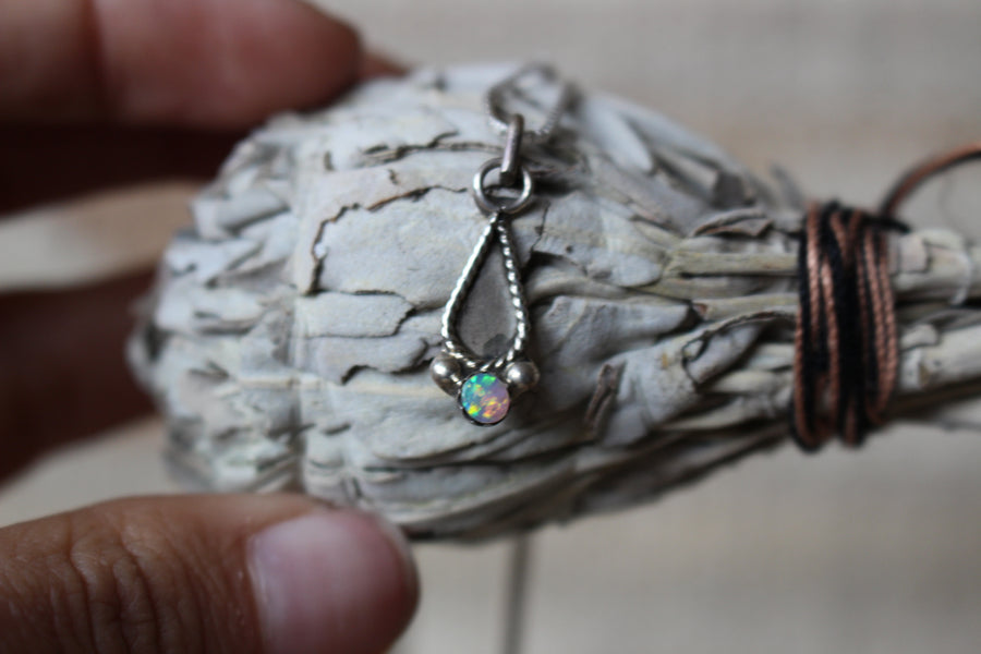 Teardrop White Opal Pendant
