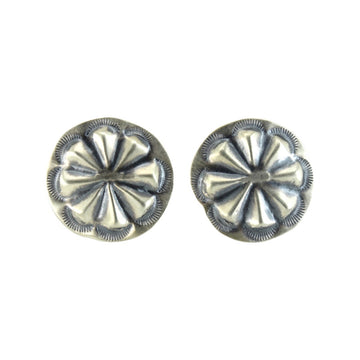 Brushed Silver Concho Earring