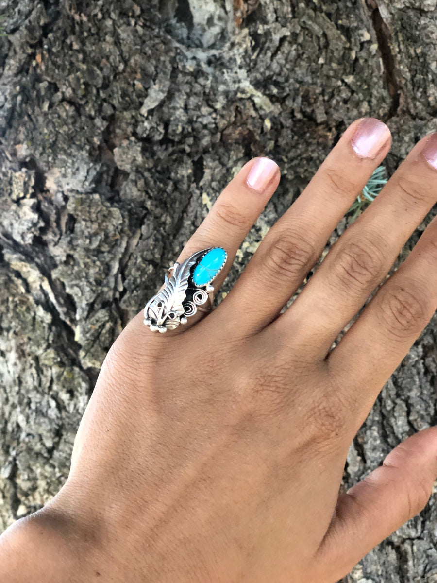 Feather and Turquoise Ring