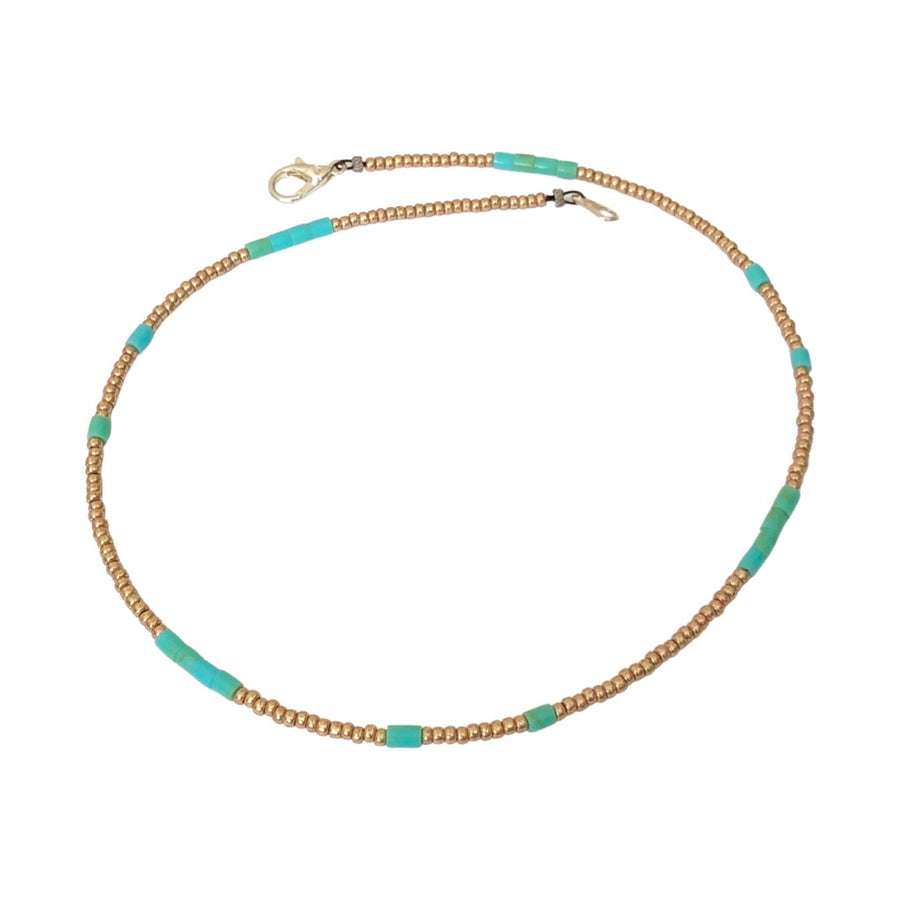 Gold and Turquoise Heishe Beaded Necklace
