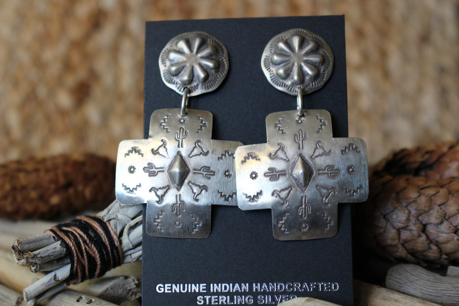 Sterling Cross Earrings