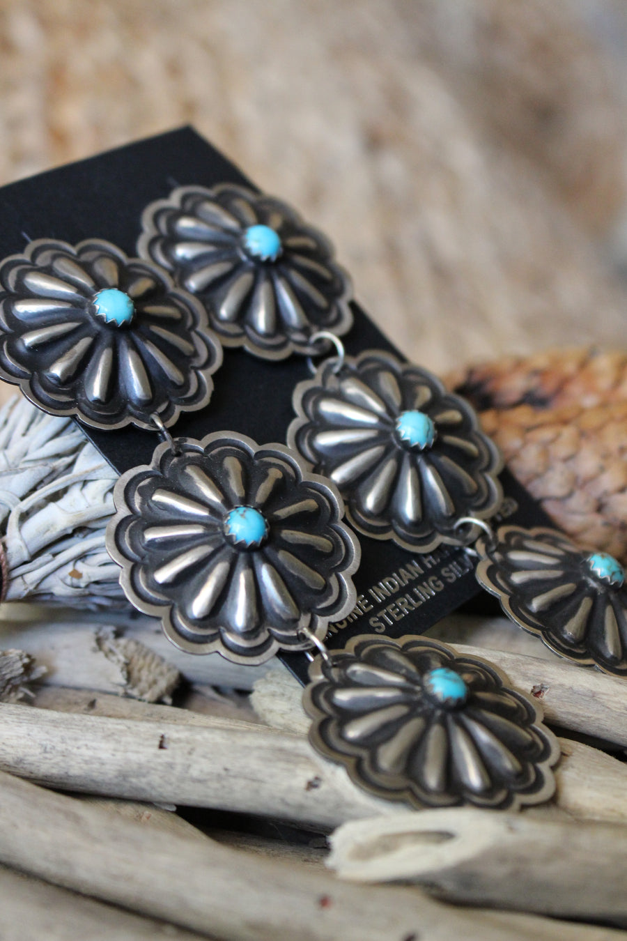 Turquoise Concho Earrings