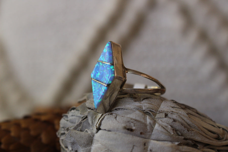 Light Blue Opal Point Ring