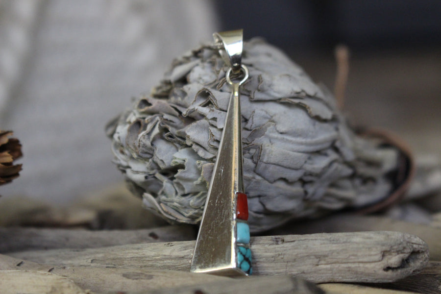 Sterling Red and Turquoise Necklace