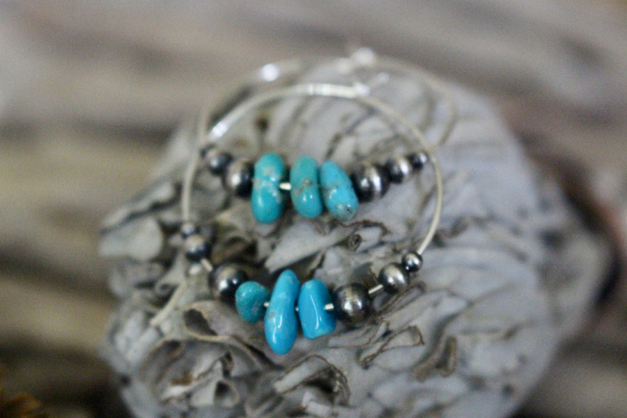 Turquoise Pearl Hoop