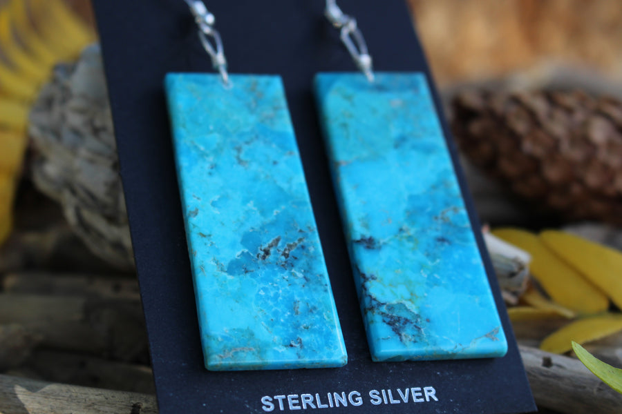 Turquoise Rain Slab Earrings