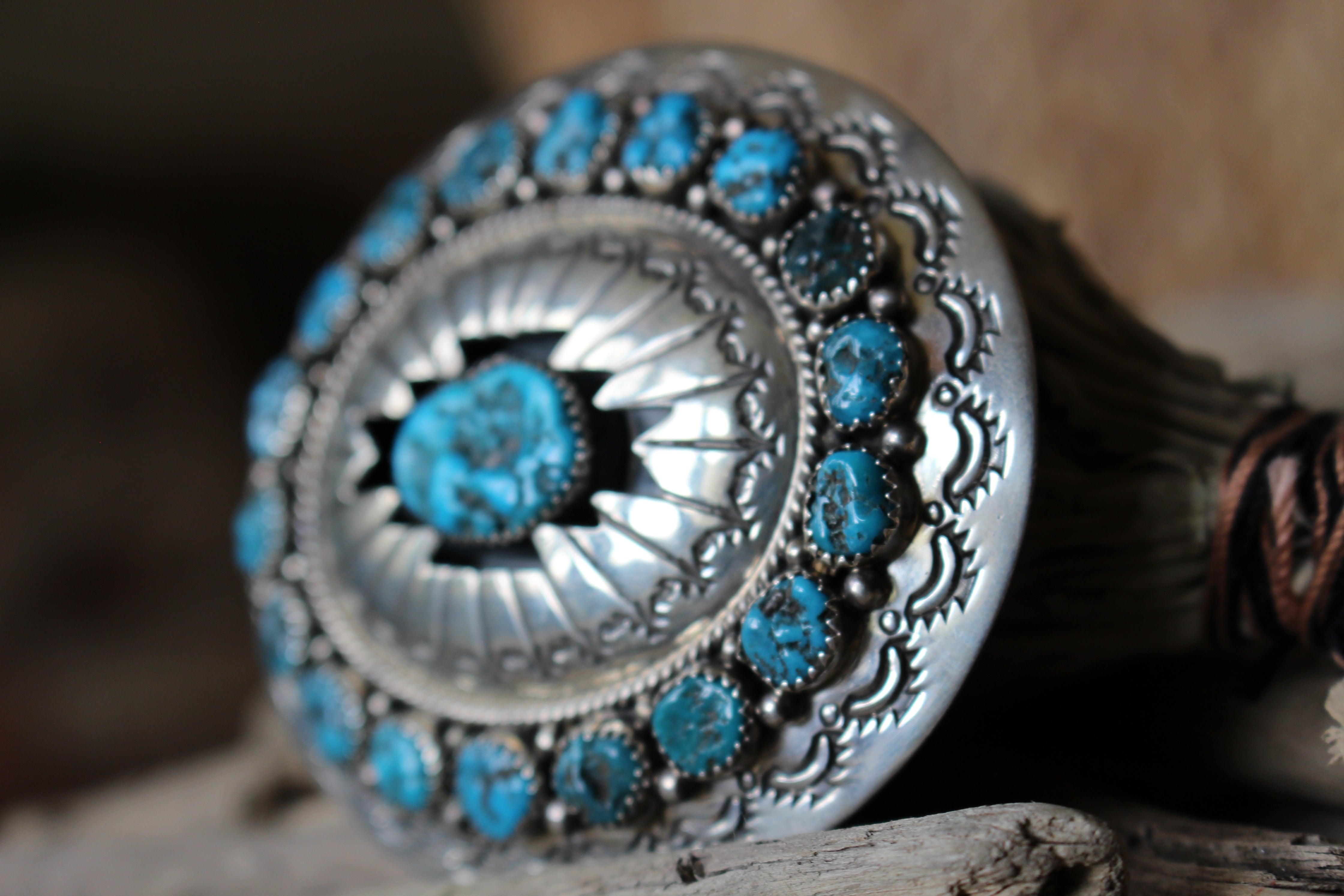 Cara NY Turquoise Nugget Waist Belt Womens OS Blue Buy Ladies Western Belt Turquoise Oiled Leather 1 1/8 Inch  main image 2