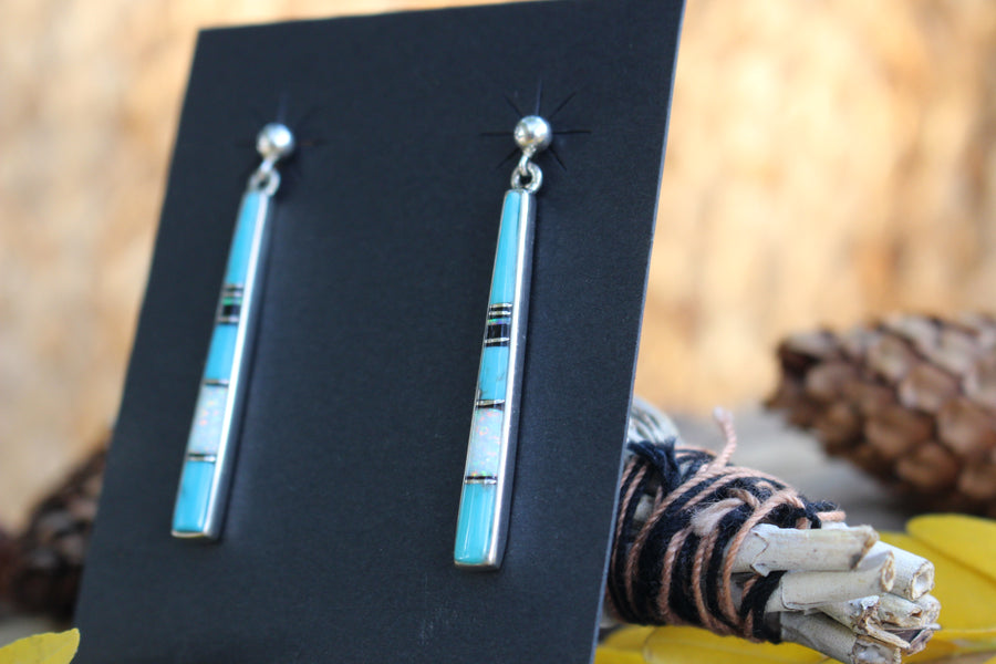 Turquoise and Opal Earrings