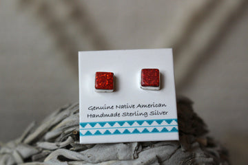 Red Opal Square Studs