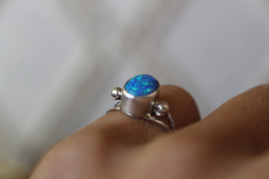 Blue Opal Dottie Ring