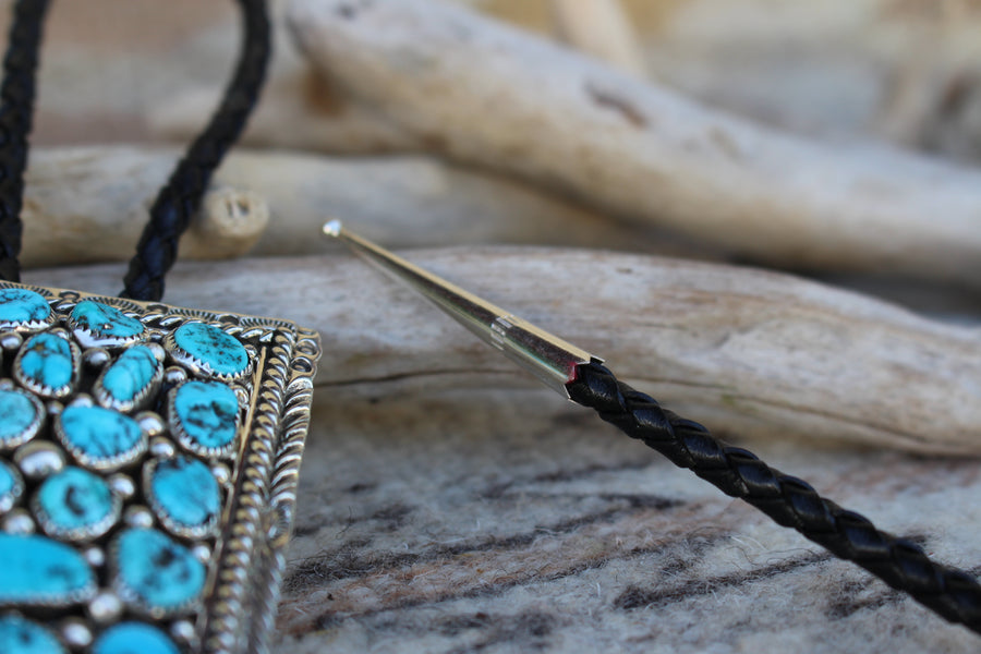 Square Turquoise Nugget Bolo Tie