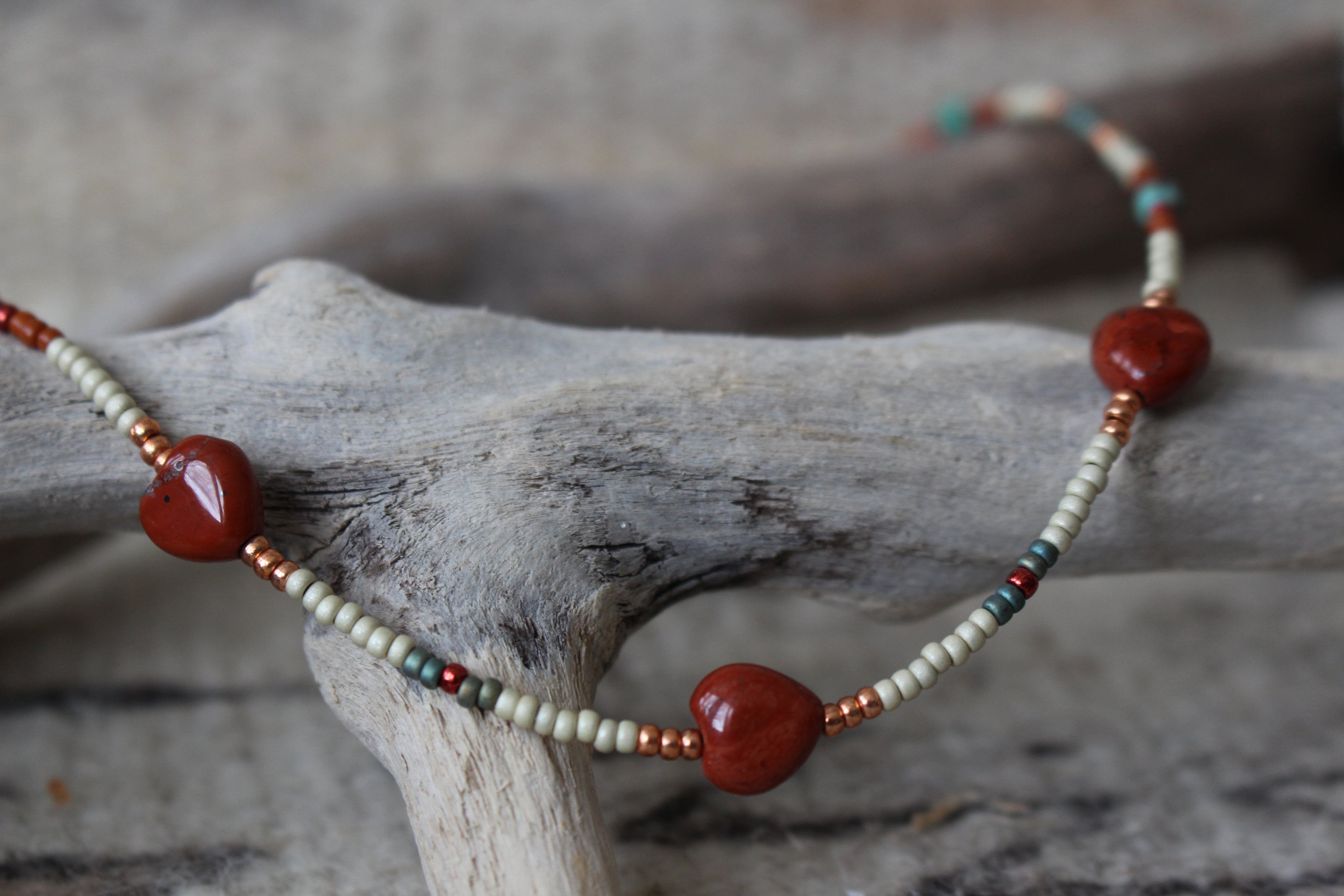 Rust and Hearts Beaded Necklace – Kotah Bear