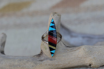 Red Inlay Arches Ring