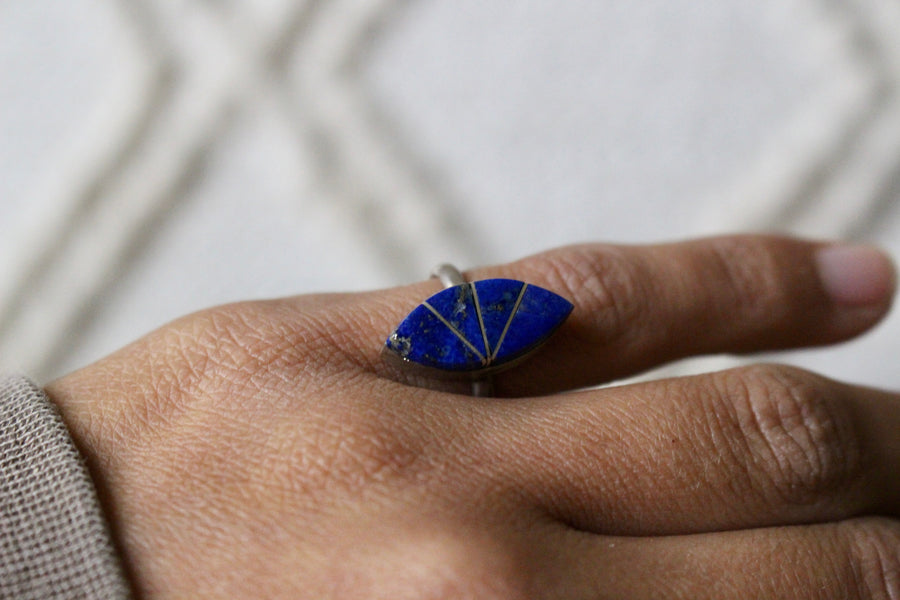 Blue Lapis Point Ring