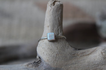 Dainty Square Opal Ring