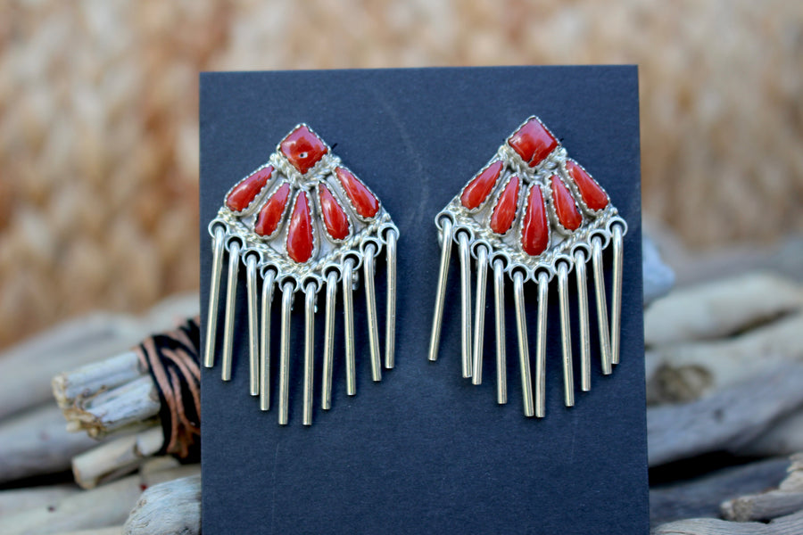 Red Fringe Earrings
