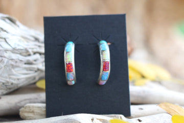 Multi Opal Hoop Earring