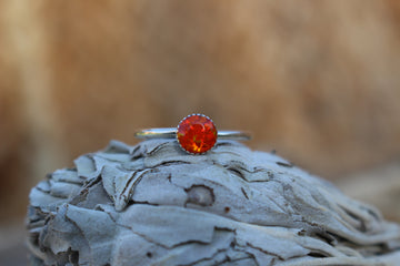 Round Orange Opal Ring
