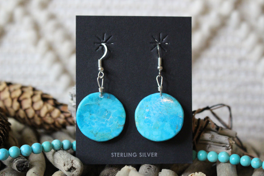 Round Turquoise Slab Earrings