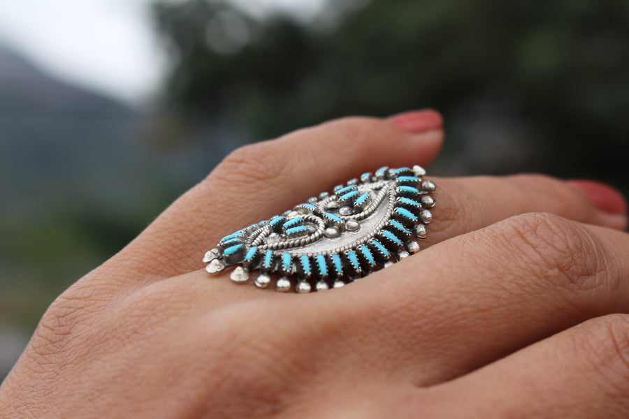 Turquoise Needlepoint Ring