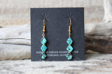 Gold and Turquoise Diamonds Earrings