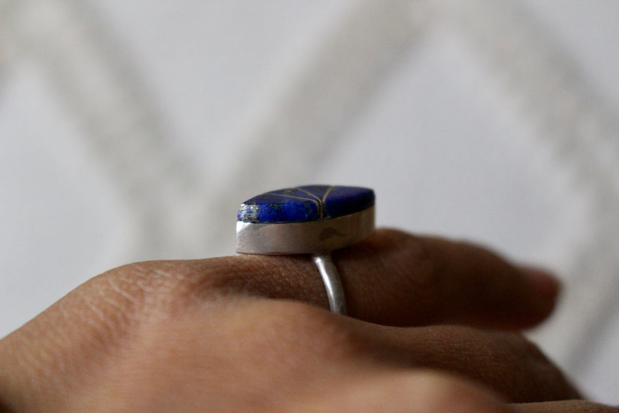 Blue Lapis Point Ring