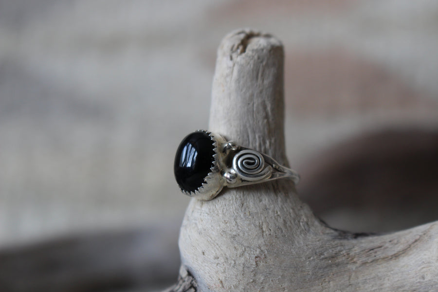 Black Onyx Swirl Ring