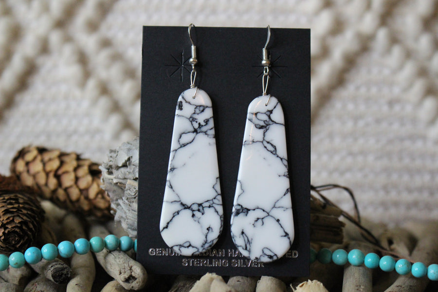 Howlite Bear Slab Earrings