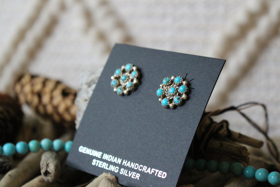 Turquoise Flower Studs