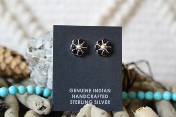 Black Onyx Flower Studs