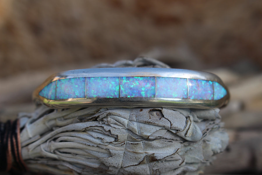 Silver and White Opal Bracelet