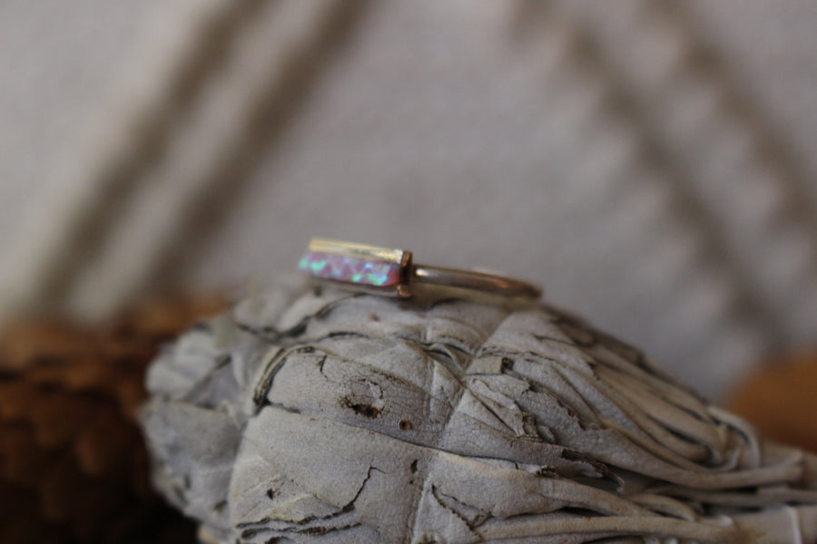 Light Pink Opal Bar Ring