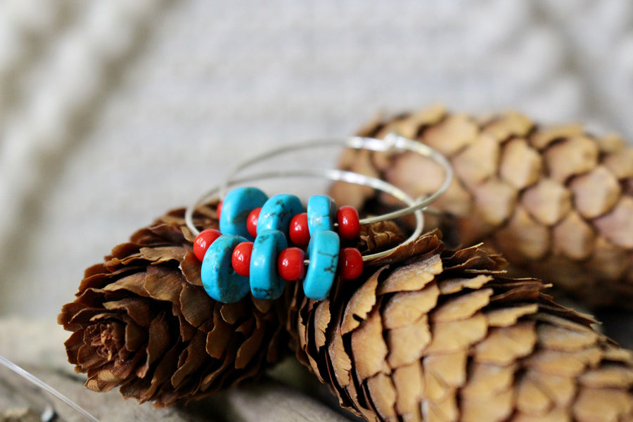 Red and Turquoise Hoop