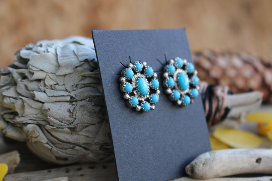 Turquoise Cluster Earrings