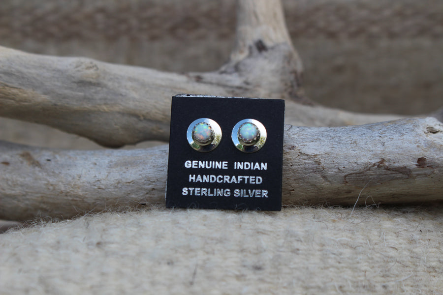 White Opal Studs