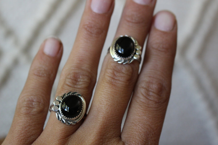 Black Onyx Blossom Ring