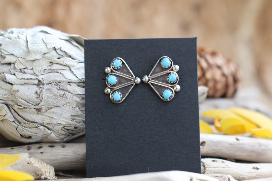 Turquoise Fan Earrings
