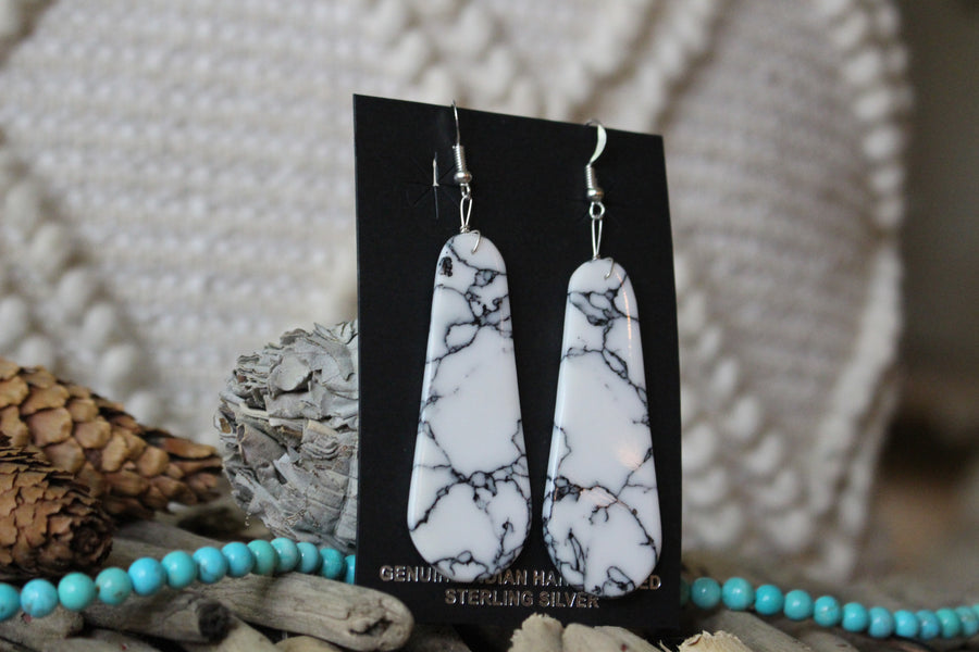 Howlite Bear Slab Earrings