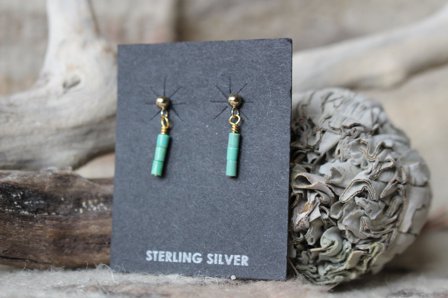 Gold and Turquoise Heishe Earrings