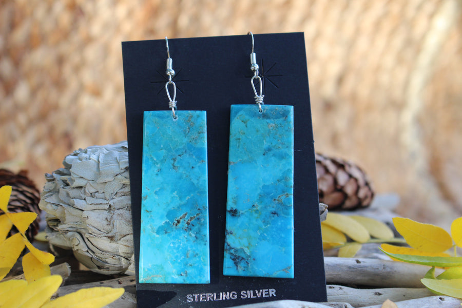 Turquoise Rain Slab Earrings