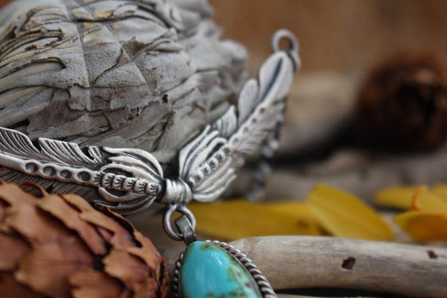 Turquoise Feather Necklace