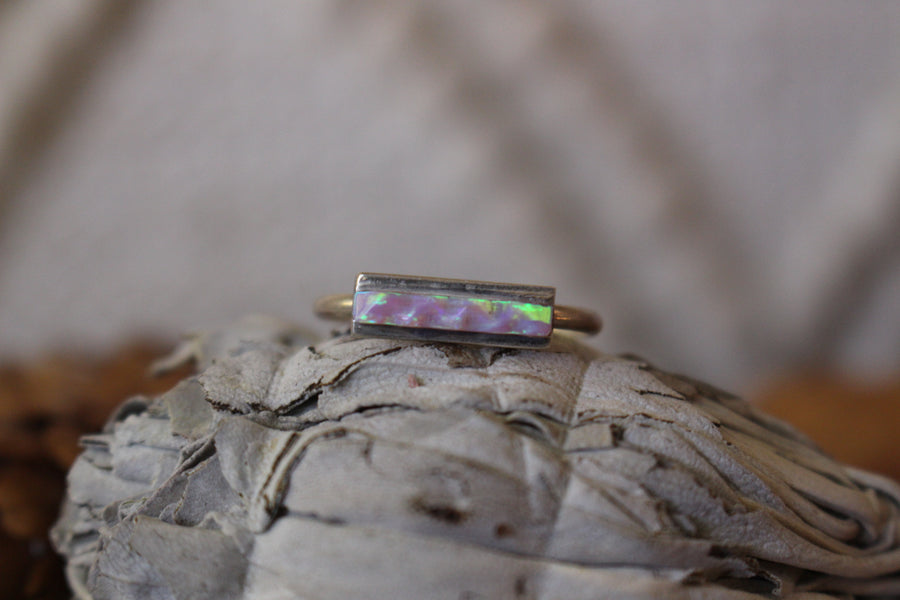 Light Pink Opal Bar Ring