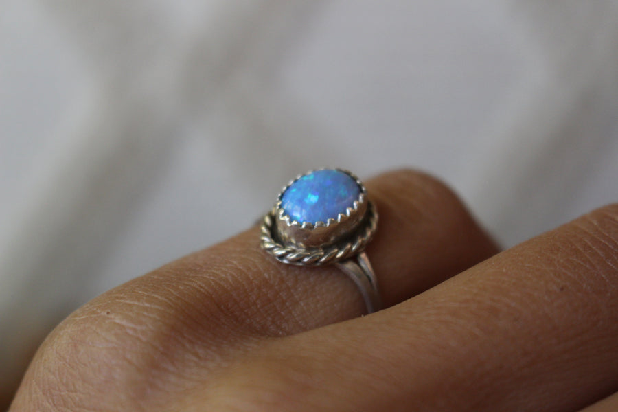 Twisted Light Opal Ring