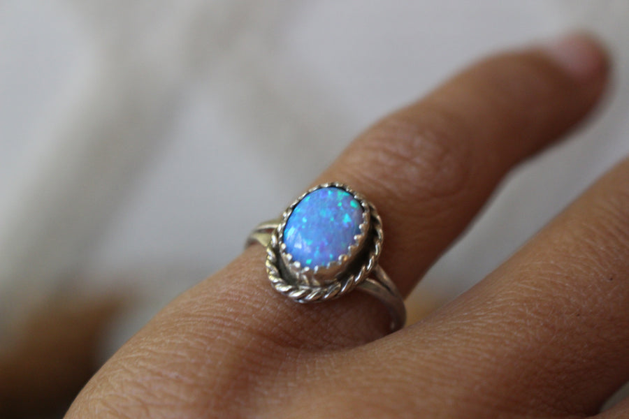 Twisted Light Opal Ring