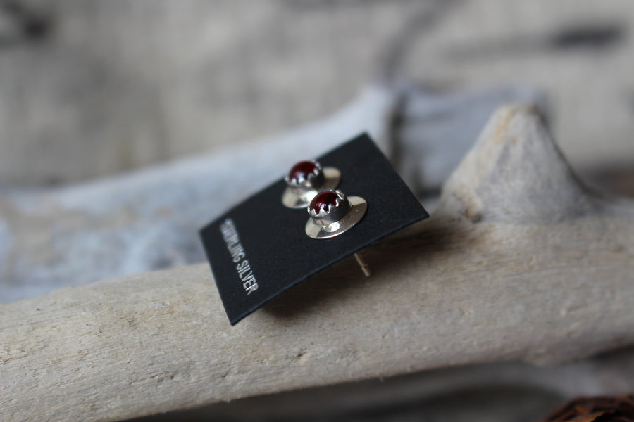 Sterling Maroon Red Studs