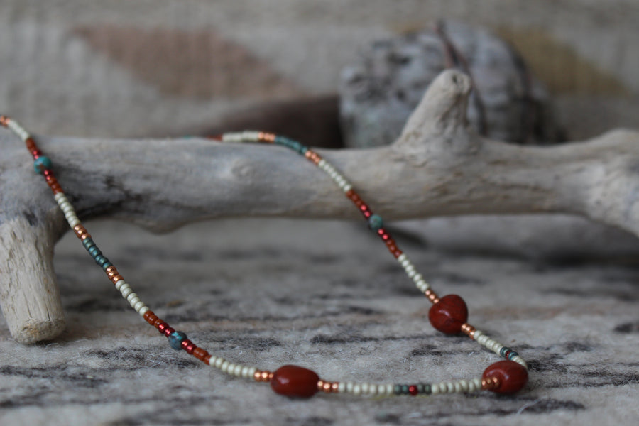 Rust and Sage Beaded Necklace